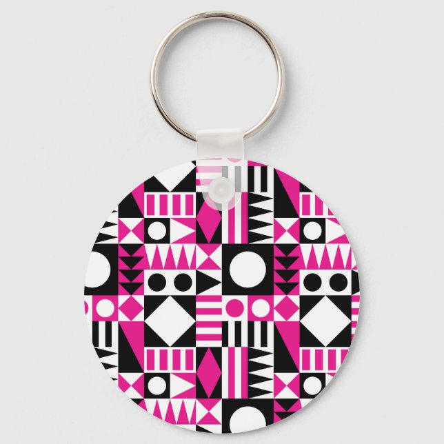 Mid-century modern abstract pattern. key ring (Front)