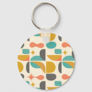 Mid Century Modern Abstract Pattern Key Ring