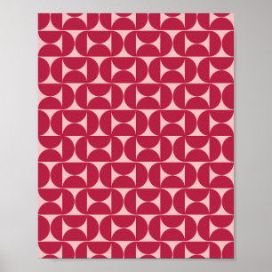 Mid Century Modern Abstract Pattern Magenta Poster