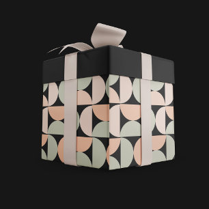 Mid Century Modern Abstract Pattern Neutral  Wrapping Paper Sheet
