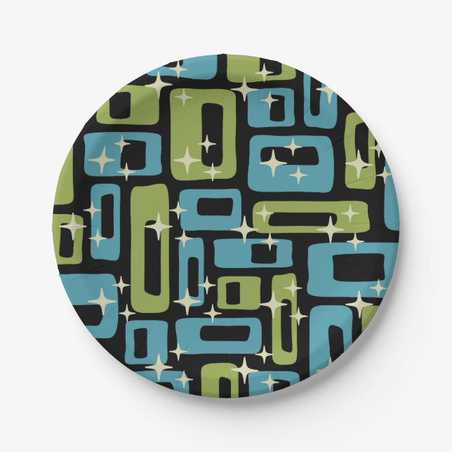 Mid Century Modern Abstract Pattern Paper Plate (Front)