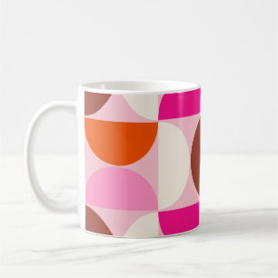 Mid Century Modern Abstract Pattern Pink Orange Coffee Mug