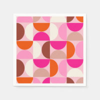 Mid Century Modern Abstract Pattern Pink Orange