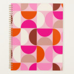 Mid Century Modern Abstract Pattern Pink Orange Planner<br><div class="desc">Retro mid century modern pattern – abstract geometric shapes – minimalist pattern in pink,  orange,  Brown and white.</div>