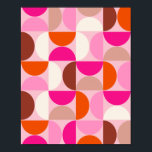 Mid Century Modern Abstract Pattern Pink Orange Poster<br><div class="desc">Retro mid century modern pattern – abstract geometric shapes – minimalist pattern in pink,  orange,  Brown and white.</div>