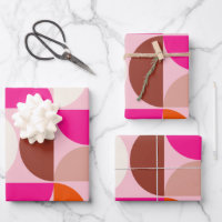 Mid Century Modern Abstract Pattern Pink Orange