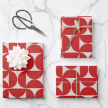 Mid Century Modern Abstract Pattern Red Wrapping Paper Sheet<br><div class="desc">Retro mid century modern pattern – abstract geometric shapes – minimalist pattern in red.</div>