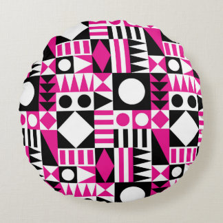 Mid-century modern abstract pattern. round cushion