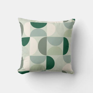 Mid Century Modern Abstract Pattern Sage Green Cushion