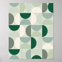 Mid Century Modern Abstract Pattern Sage Green