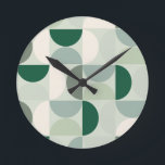 Mid Century Modern Abstract Pattern Sage Green Round Clock<br><div class="desc">Mid century modern pattern – abstract geometric shapes – minimalist pattern in sage green.</div>