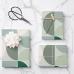 Mid Century Modern Abstract Pattern Sage Green Wrapping Paper Sheet<br><div class="desc">Mid century modern pattern – abstract geometric shapes – minimalist pattern in sage green.</div>