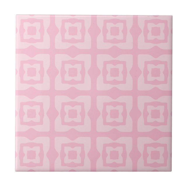 Mid Century Modern Abstract Pattern Splotches Pink Ceramic Tile (Front)