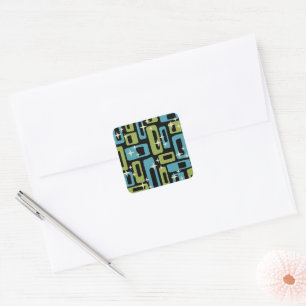 Mid Century Modern Abstract Pattern Square Sticker