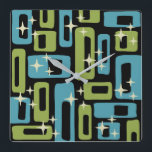 Mid Century Modern Abstract Pattern Square Wall Clock<br><div class="desc">Colourful Retro Mid Century Modern Abstract Pattern. Mid-century modern (MCM) is a movement in interior design, product design, graphic design, architecture and urban development that was present in all the world, but more popular in the United States, Brazil and Europe from roughly 1945 to 1970 during the United States's post-World...</div>