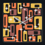 Mid Century Modern Abstract Pattern Square Wall Clock<br><div class="desc">Colourful Retro Mid Century Modern Abstract Pattern. Mid-century modern (MCM) is a movement in interior design, product design, graphic design, architecture and urban development that was present in all the world, but more popular in the United States, Brazil and Europe from roughly 1945 to 1970 during the United States's post-World...</div>