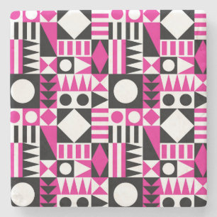 Mid-century modern abstract pattern. stone coaster