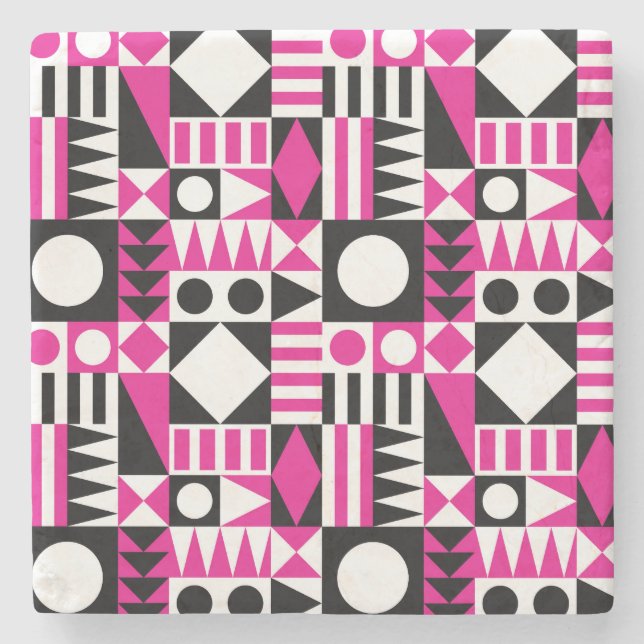 Mid-century modern abstract pattern. stone coaster (Front)