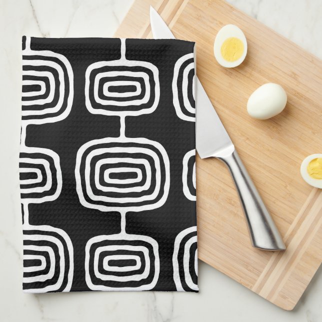 Mid Century Modern Abstract Pattern Tea Towel (Quarter Fold)