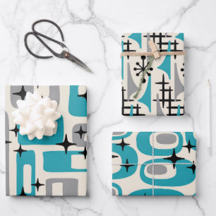Mid Century Modern Abstract Pattern Wrapping Paper Sheet