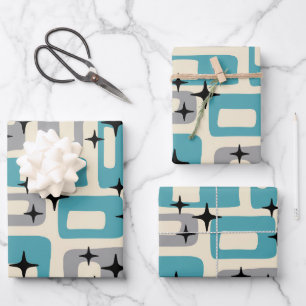 Mid Century Modern Abstract Pattern Wrapping Paper Sheet