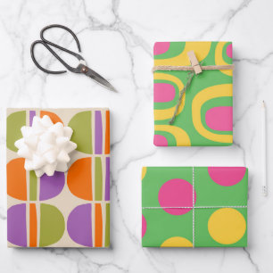 Mid Century Modern Abstract Pattern Wrapping Paper Sheet