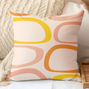 Mid Century Modern Abstract Peach, Orange, Yellow Cushion