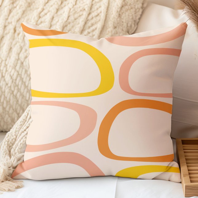 Mid Century Modern Abstract Peach, Orange, Yellow Cushion (Creator Uploaded)
