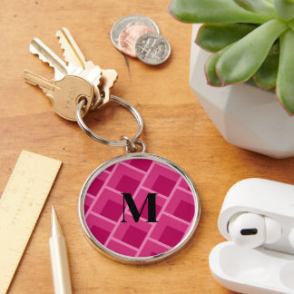 mid century modern abstract pink geometric key ring