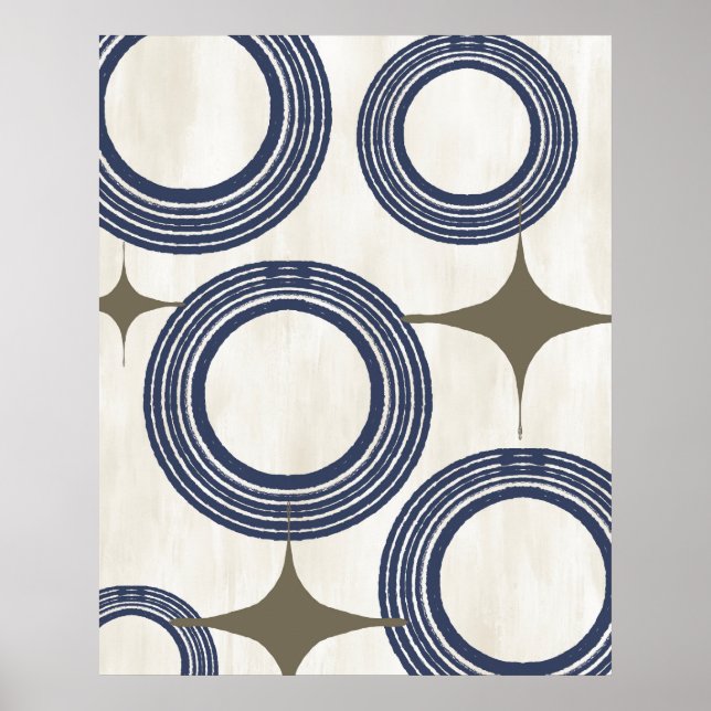 Mid Century Modern Abstract Poster-Blue Grey Poster (Front)
