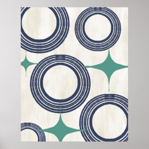 Mid Century Modern Abstract Poster-Blue Mint Poster