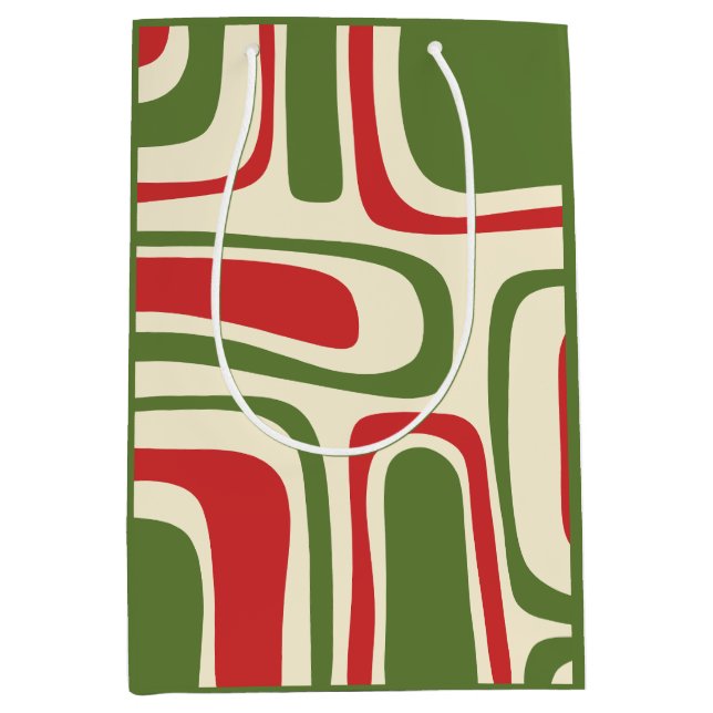 Mid Century Modern Abstract Retro Christmas  Medium Gift Bag (Front)