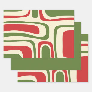 Mid Century Modern Abstract Retro Christmas Wrapping Paper Sheet