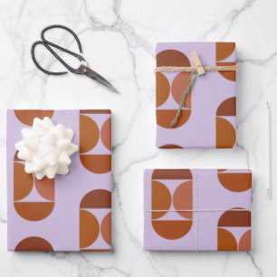 Mid Century Modern Abstract Shape Purple Brown Wrapping Paper Sheet