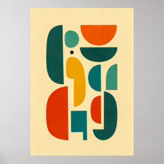 Mid-Century Modern Abstract Shapes Vintage Poster