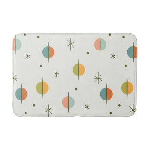 Mid Century Modern Abstract Spheres and Stars Bath Mat