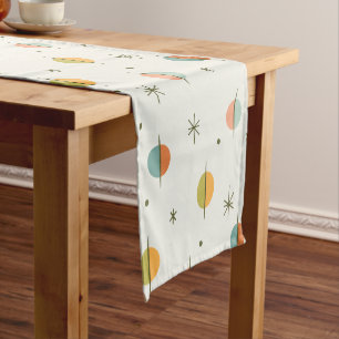 Mid Century Modern Abstract Spheres and Stars Short Table Runner