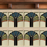 Mid-Century Modern Abstract Symmetry Arts Crafts Ceramic Tile<br><div class="desc">This exquisite mid-century modern ceramic tile is a loving homage to the time-honoured Arts and Crafts movement. Expertly crafted in our Barcelona workshop, it features abstract symmetrical shapes and imitates the captivating allure of mid-century modern faux relief tiles. The symmetrical designs echo a harmonious balance, the ideal expression of abstract...</div>