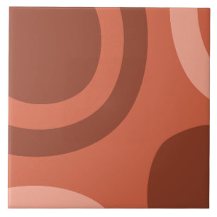 Mid Century Modern Abstract Terracotta Ceramic Tile
