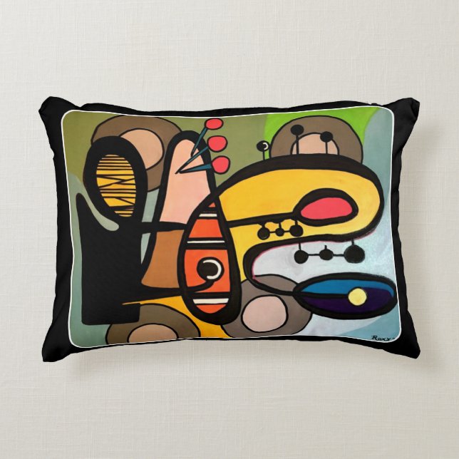 'Mid-Century Modern Abstract the Machine' painting Decorative Cushion (Front)