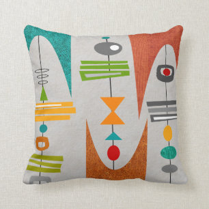 Mid-Century Modern Abstract Tiki Tok II Cushion