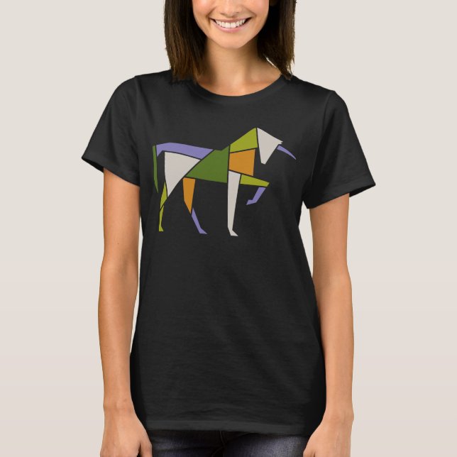 Mid Century Modern Abstract Unicorn Tangram Animal T-Shirt (Front)