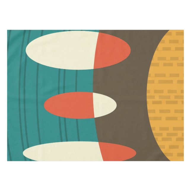 Mid Century Modern Abstract Vinyl Colorful Tablecloth (Front (Horizontal))