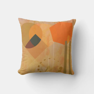mid century modern abstract with orange colour  cushion