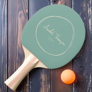 Mid-Century Modern Aqua Reef with Name Ping Pong Paddle