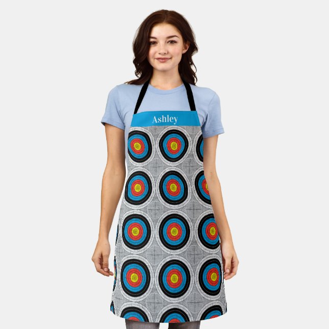 Mid Century Modern Archery Targets Pattern Apron (Worn)