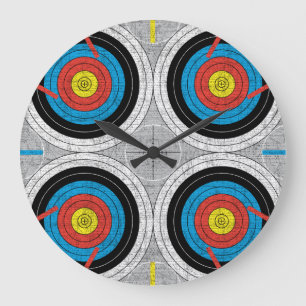 Mid Century Modern Archery Targets Pattern Large Clock