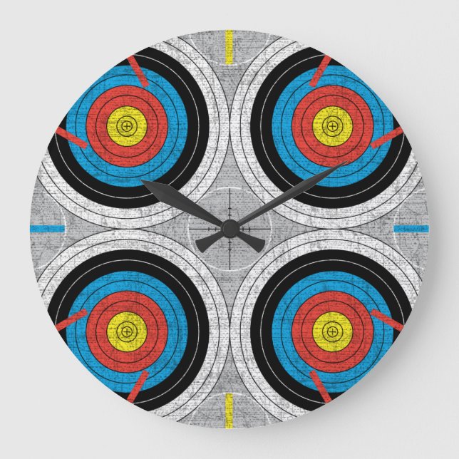 Mid Century Modern Archery Targets Pattern Large Clock (Front)