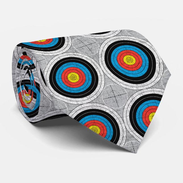 Mid Century Modern Archery Targets Pattern Tie (Rolled)