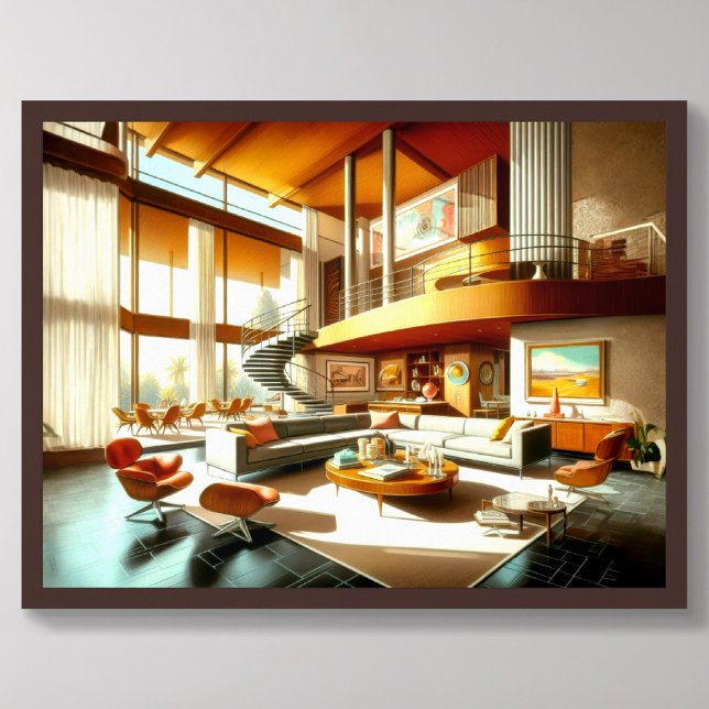 Mid-Century Modern Architectural Interior Drawing Poster (Creator Uploaded)